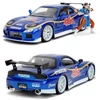 Kép 6/10 - Street Fighter Chun-Li & 1993 Mazda RX-7 szett kék modell autó 1:24