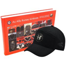 Alfa Romeo könyv + Alfa Romeo 110 anniversary baseball sapka, fekete-ezüst 'emblem line'