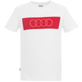 Audi férfi póló, ringe 2020, fehér-piros