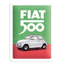 Fiat 500 dombornyomott fémplakát 15 x 20 cm