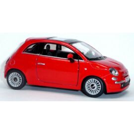 2007 Fiat 500 piros hátrahúzós autó 1:28