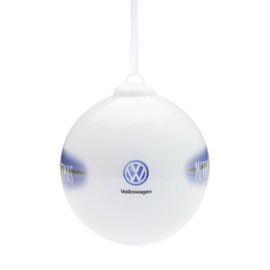 VW Porcelán karácsonyfa gömbdísz "fehér-kék"