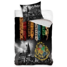 Harry Potter 'Roxforti házak, fekete' ágyneműhuzat szett 140 x 200 + 70 x 90 cm