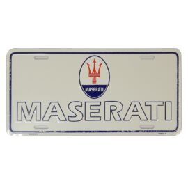 Maserati "logó" dombornyomott fémtábla/rendszámtábla 30,4 x 15,1 cm 