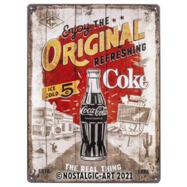 Coca Cola "Enjoy The Original Refreshing" dombornyomott fémplakát 30 x 40 "23310"