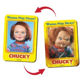 Chucky Wanna play clean or dirty kétoldalas mosogatógép-mágnes