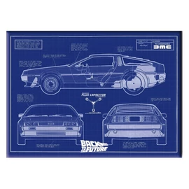 Back to the Future DMC blueprint hűtőmágnes