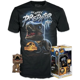 Jurassic World The Apex Predator T-rex gyerek póló-figura szett, fekete, 2023