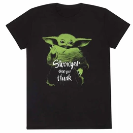 Star Wars The Mandalorian Stronger than you think uniszex póló, fekete, 2023