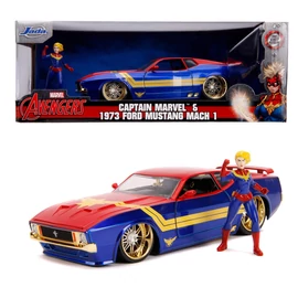 Captain Marvel & 1973 Ford Mustang Mach 1 szett modell autó 1:24