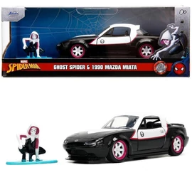 Marvel Ghost Spider & 1990 Mazda Miata modell autó 1:32