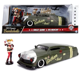 Harley Quinn & 1951 Mercury green modell autó 1:24