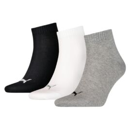 Puma 3 páros csomagolású quarter uniszex zokni, fekete-fehér-szürke