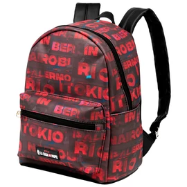 A nagy pénzrablás 'Money Heist Cities fashion' hátitáska 32 x 25 x 17 cm, fekete-piros