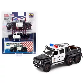 Mercedes-Benz G63 AMG 6x6 Us Police car fekete/fehér modellautó 1:64 