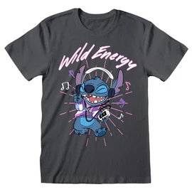 Disney Lilo & Stitch Wild Energy uniszex póló, sötétszürke-kék-rózsaszín-fehér, S23