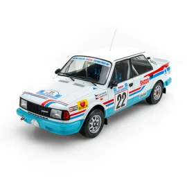 1986 Skoda 130 LR#22 S.Kvaizar - J.Janecek  Rally Acropolis 1986 fehér/piros/kék modellautó 1:18