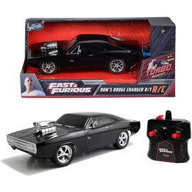 Fast & Furious 1970 Dodge Charger fényes fekete R/C távirányítós autó 1:24