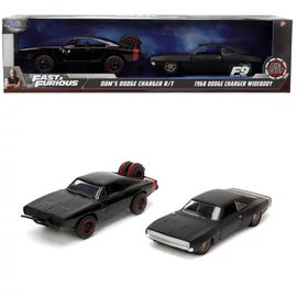 Dom's Dodge Charger R/T & 1968 Dodge Charger Widebody F&F 9 szett modell autó 1:32