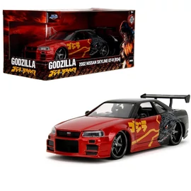 Godzilla 2002 Nissan Skyline GT-R (R34) piros/fekete modellautó 1:24