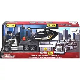Mack Granite Truck + Airbus Police helicopter with light & sound fekete játékszett 35 cm