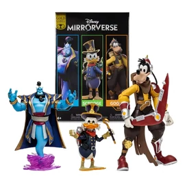 Disney Mirrorverse Dzsinn, Dagobert McCsip, Goofy Gold Label figura szett 13-18 cm