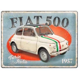 Fiat 500 "Turin Italia 1957 "dombornyomott fémplakát 40 x 30 cm "23351"