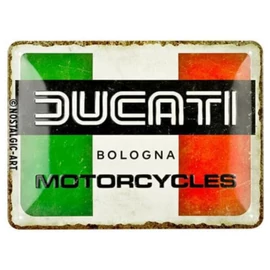 Ducati "Bologna Motorcycles" dombornyomott fémplakát 15 x 20 cm "26311"