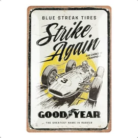 Good Year "Strike Again" dombornyomott fémplakát 20 x 30 cm "22427"