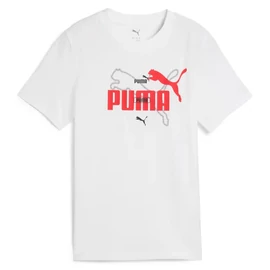 Puma ESS logo LAB Summer junior gyerek póló, fehér-piros-fekete, S25