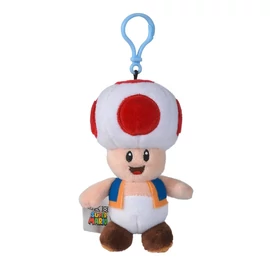 Super Mario Toad - piros/fehér/kék játékos plüsskulcstartó 13cm