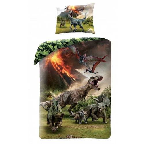 Jurassic World 'menekülés, zöld' ágyneműhuzat szett 140 x 200 + 70 x 90 cm