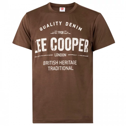 Lee Cooper férfi póló, Quality Denim 1908, barna-fehér