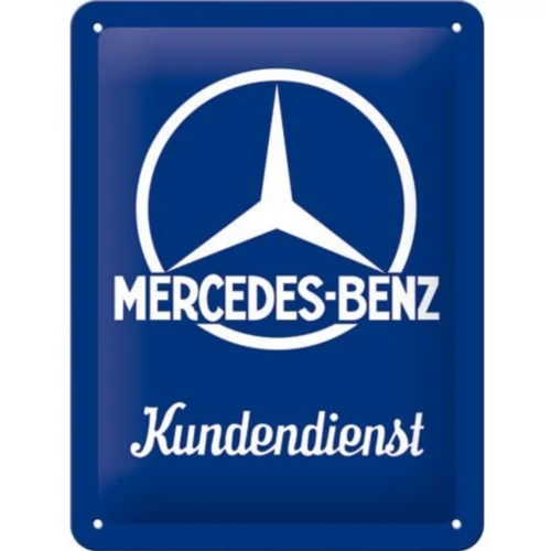 Mercedes-Benz dombornyomott fémplakát "Kundendienst" 15 x 20 cm