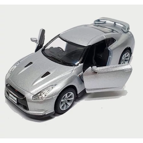2009 Nissan GT-R R35 ezüst hátrahúzós autó 1:36