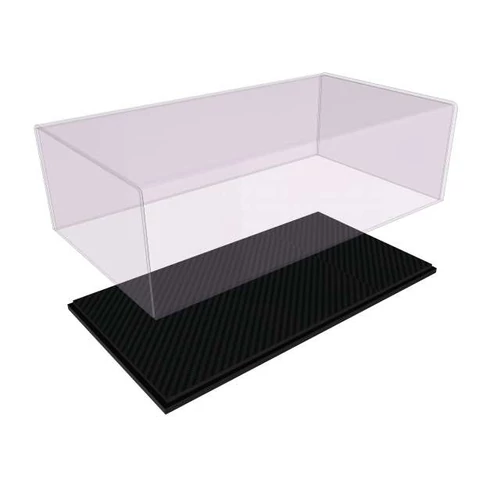 ATLANTIC STUTTGART acrylic with carbon fiber effect black base DISPLAY CASE modell vitrin 1:12