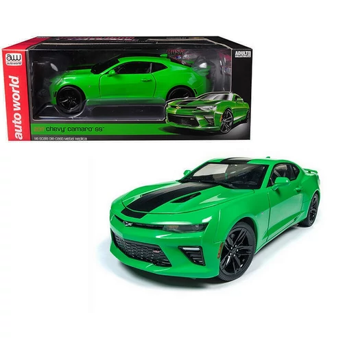 2017 Chevy Camaro SS green with black stripes modell autó 1:18