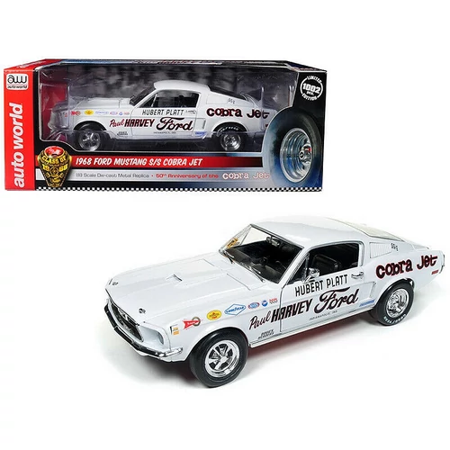 1968 Ford Mustang S/S COBRA JET Huber Platt white modell autó 1:18
