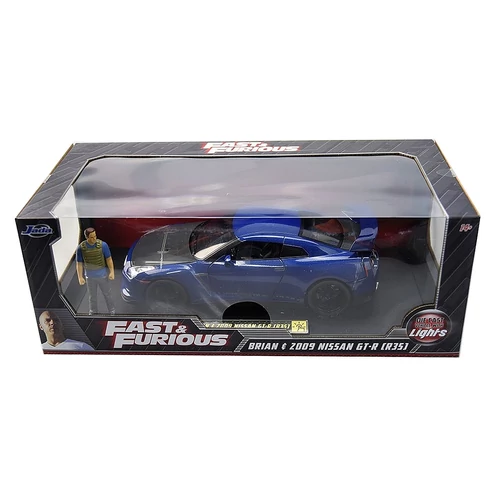 F&F Brian & 2009 Nissan GT-R (R35) with lights szett modell autó 1:18