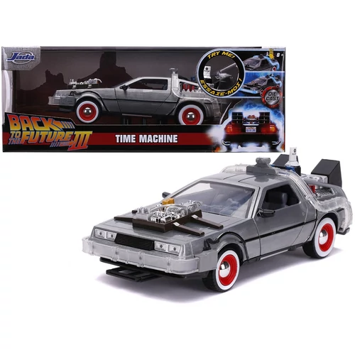 Back To The Future Delorean  & lights part 3 TIME MACHINE modell autó 1:24