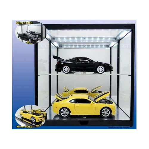 Mirror Back/Mirror base Led Lighted Black Vitrin (2X) 1:18
