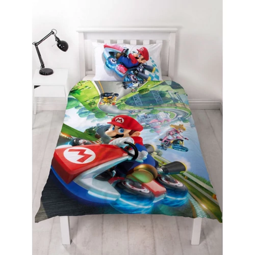 Super Mario Kart 'A nagy verseny' ágyneműhuzat szett 140 x 200 + 70 x 90 cm