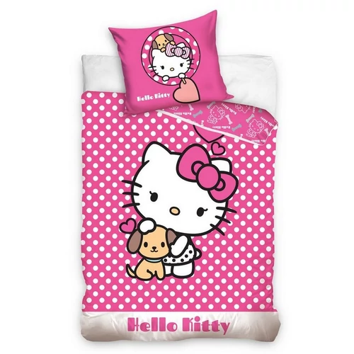 Hello Kitty 'fehér pöttyös' ágyneműhuzat szett 140 x 200 + 70 x 90 cm