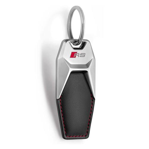 Audi Sport RS fém/bőr kulcstartó, piros-fekete-ezüst