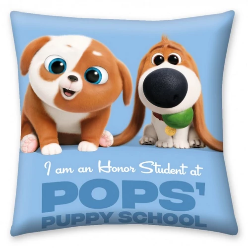 A kis kedvencek titkos élete 'Pops Puppy school' díszpárna 40 x 40 cm