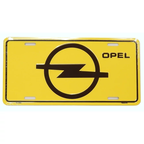 Opel "logó" dombornyomott fémtábla/rendszámtábla 30,5 x 15,3 cm 