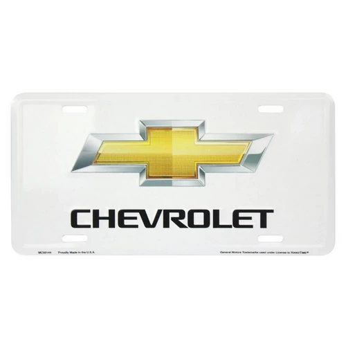 Chevrolet "gold bowtie" dombornyomott fémtábla/rendszámtábla 30,4 x 15,1 cm 