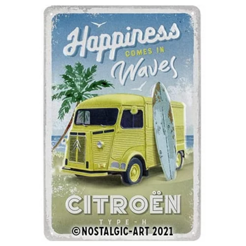 Citroen Type-H "Happiness comes in Waves" dombornyomott fémplakát 20 x 30 cm "22327"