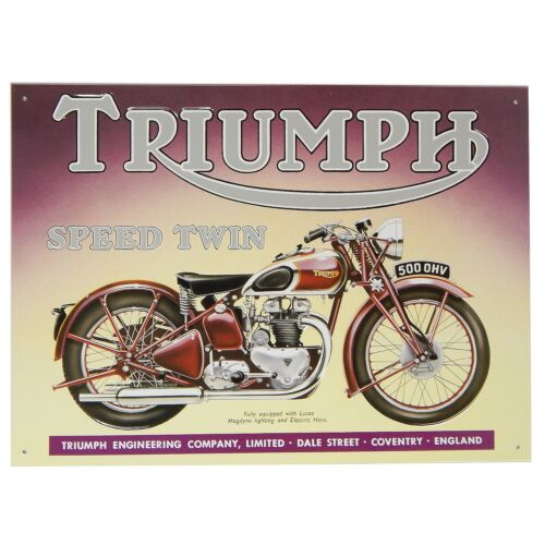 Triumph"Speed Twin" dombornyomott fémplakát 40,8 x 30 cm "TACT32"