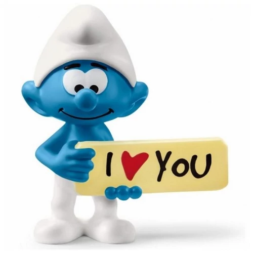 Hupikék Törpikék "Törp  I Love You táblával"  figura 5 cm